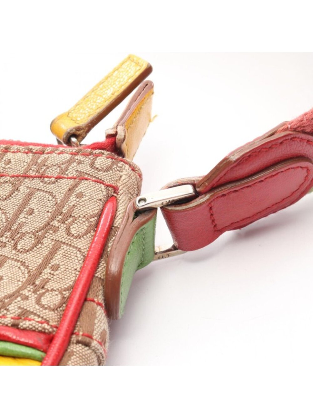 Dior Shoulder Bag Rasta Trotter Saddle Pocket Beige Multi Canvas Leather - Picture 12 of 15